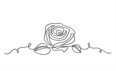 Rose flower in continuous line art drawing style. Black linear sketch isolated on white background. Vector illustration © mitay20