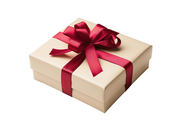 Obraz premium Elegant gift box with a red bow on a white background