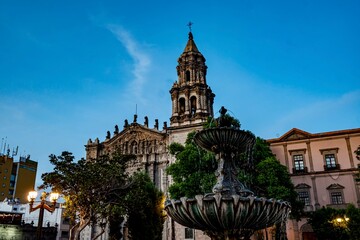 Fototapeta premium The Iglesia Templo del Carmen in the City Center of San Luis Potosí at Dusk