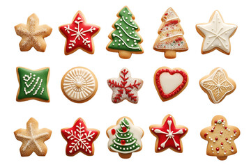 Christmas cookies with various icing decorations