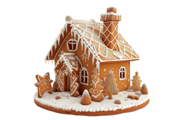 Gingerbread house adorned for Christmas