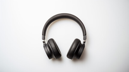 Black Over-Ear Headphone Mockup on White Background, Top View