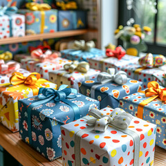 A colorful box with a painting of a landscape on it.