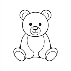 Cartoon cute teddy bear sitting isolated line art vector