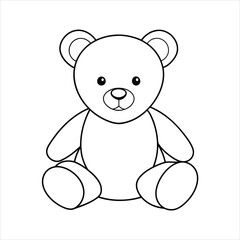 Cartoon cute teddy bear sitting isolated line art vector