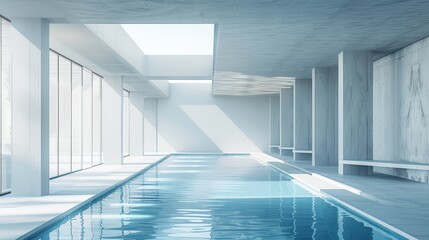 Obraz premium A modern, sleek pool surrounded by minimalist architecture