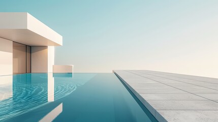 Fototapeta premium A modern, sleek pool surrounded by minimalist architecture
