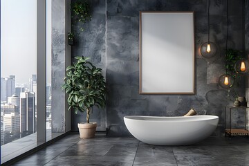 Modern Luxurious Bathroom with City View