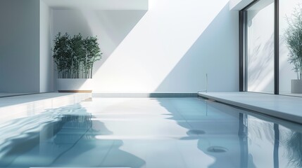 Obraz premium A modern, sleek pool surrounded by minimalist architecture