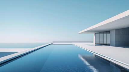 Fototapeta premium A modern, sleek pool surrounded by minimalist architecture
