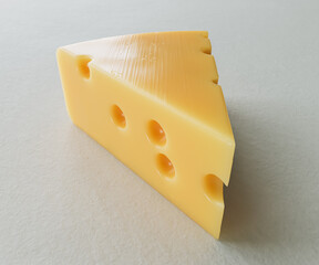 A piece of cheese on a neutral background.