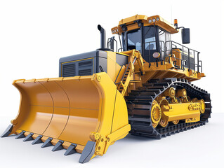 Obraz premium Yellow construction bulldozer isolated on a white background