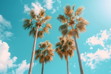 Majestic Palm Trees Against a Vibrant Blue Sky