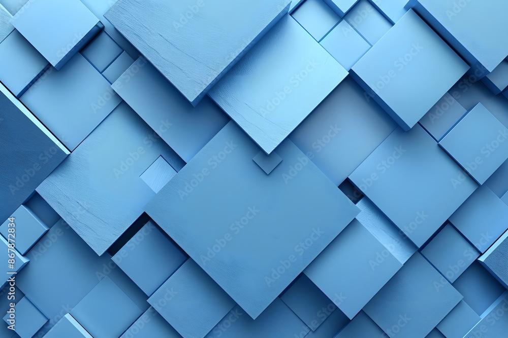 Poster abstract blue geometric pattern with overlapping squares