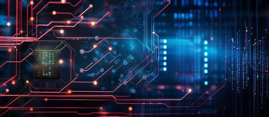 Obraz premium Digital background ideal for technological operations, neural networks, AI, data transmission and encryption, digital archives, audio and visual representations, scientific research