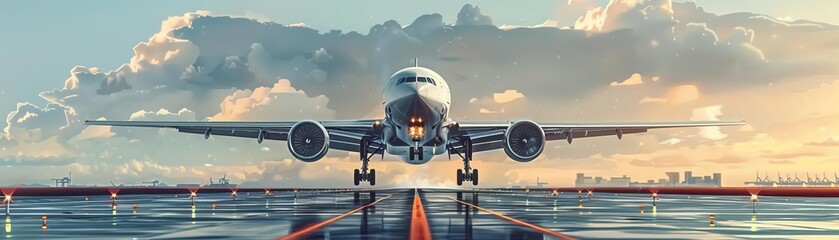 A cargo plane loaded with medical supplies taking off on a humanitarian mission, showcasing the critical role of air freight