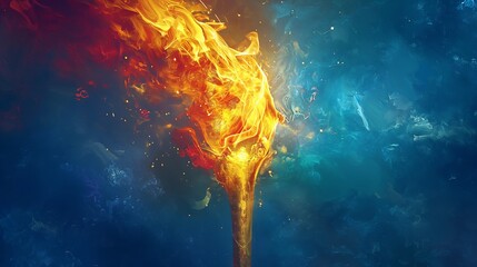  Olympic games Torch Flame background with copy space