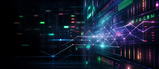  Digital background ideal for technological operations, neural networks, AI, data transmission and encryption, digital archives, audio and visual representations, scientific research 