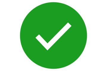 white check mark icon in green circle png file type for apps, website, web, UI, logo, designs