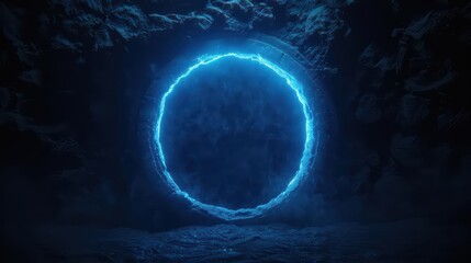 Fototapeta premium Unleash the possibilities of a teleport gate in the digital realm, offering instant access to uncharted destinations, with copy space for your message to transport and inspire