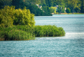 Long lens view of island in Detroit River
