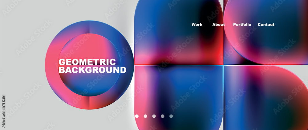 Poster bright colorful squares with round elements minimal geometric background. vector illustration for wa