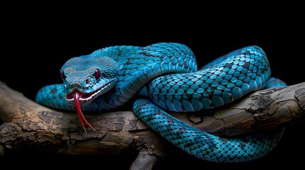 Fototapeta premium Blue snake, Trimeresurus insularis snake