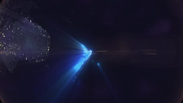 Digital Pixel Art Earth Night from Space Rotate and Zoom Shining Country New Zealand