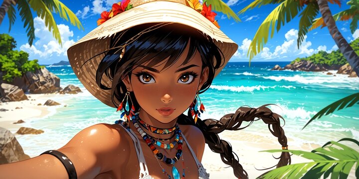 beach anime style stunning aesthetic and high def background