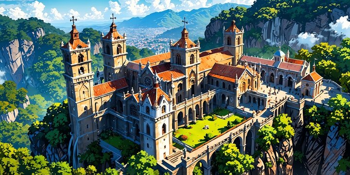 santuario de las lajas colombia anime style stunning a background