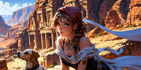 Fototapeta premium view in jordan anime style stunning aesthetic and high d background