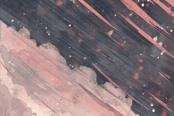 Obraz premium A close-up of an abstract brushstroke in grey and pink, creating dynamic strokes on textured paper. The design incorporates muted colors like blush pinks and dark grays