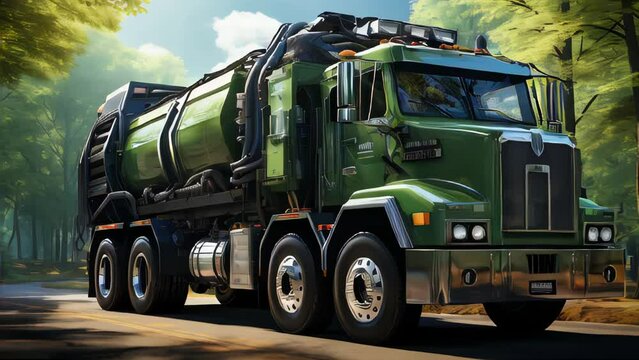 Garbage truck with waste. The concept of recycling, separate waste collection to improve the environment