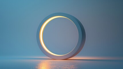 Modern Minimalist Circular Light Sculpture with Cool Blue and Warm Orange Tones