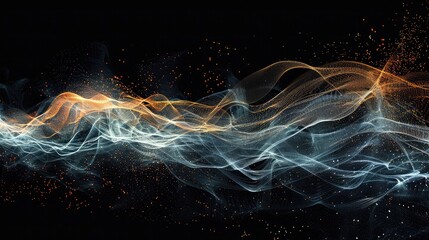 Dynamic wave of particles and lines representing data flow and connectivity