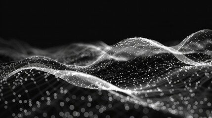 Dynamic wave of particles and lines representing data flow and connectivity