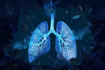 Healthy lungs and plants. World Lung Day. World Tuberculosis and COPD Day. World no tobacco day campaign. Lung cancer awareness month. Earth day, world health and environment concept