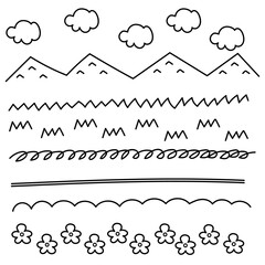 Obraz premium 手描きかわいいブラシとパターンセット