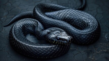 Snake Art on Dark Background Featuring Black Kingsnake