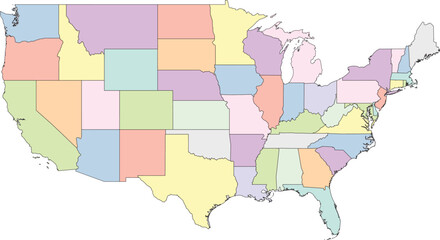 Editable vector file of the continental United States.