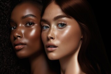 2 female faces from various ethnicities and backgrounds