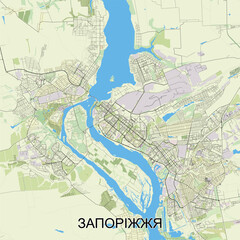 Zaporizhzhia, Ukraine map poster art