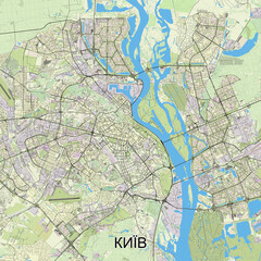 Kyiv, Ukraine map poster art