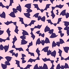 bats halloween seamless pattern on pink background for clothing, textile prints, wallpaper, digital backgrounds, scrapbooking, wrapping paper, etc. EPS 10
