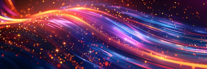 Fototapeta premium Futuristic abstract background with colorful glowing lines forming shapes
