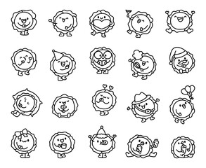 Obraz premium Cute cabbage character. Coloring Page. Funny cartoon food. Hand drawn style. Vector drawing. Collection of design elements.