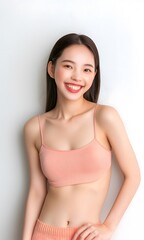 Fototapeta premium Asian beauty, Asian model, cosmetics model, model, white background, makeup, long hair, girl, girl, sexy beauty, beauty wallpaper, elegant beauty, fresh beauty, skincare 