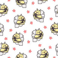 Fototapeta premium Cute animal pooping on toilet with phone. Seamless pattern. Funny cartoon characters. Hand drawn style. Vector drawing. Design ornaments.
