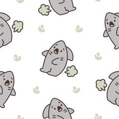 Cute and funny farting animals. Seamless pattern. Cartoon characters. Hand drawn style. Vector drawing. Design ornaments.