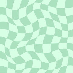 Distorted checkered pattern. Groovy retro hippie seamless pattern. Retro style psychedelic Trendy 70s style. Trippy checkerboard Vintage background. Distorted geometric pattern. Abstract monochrome.